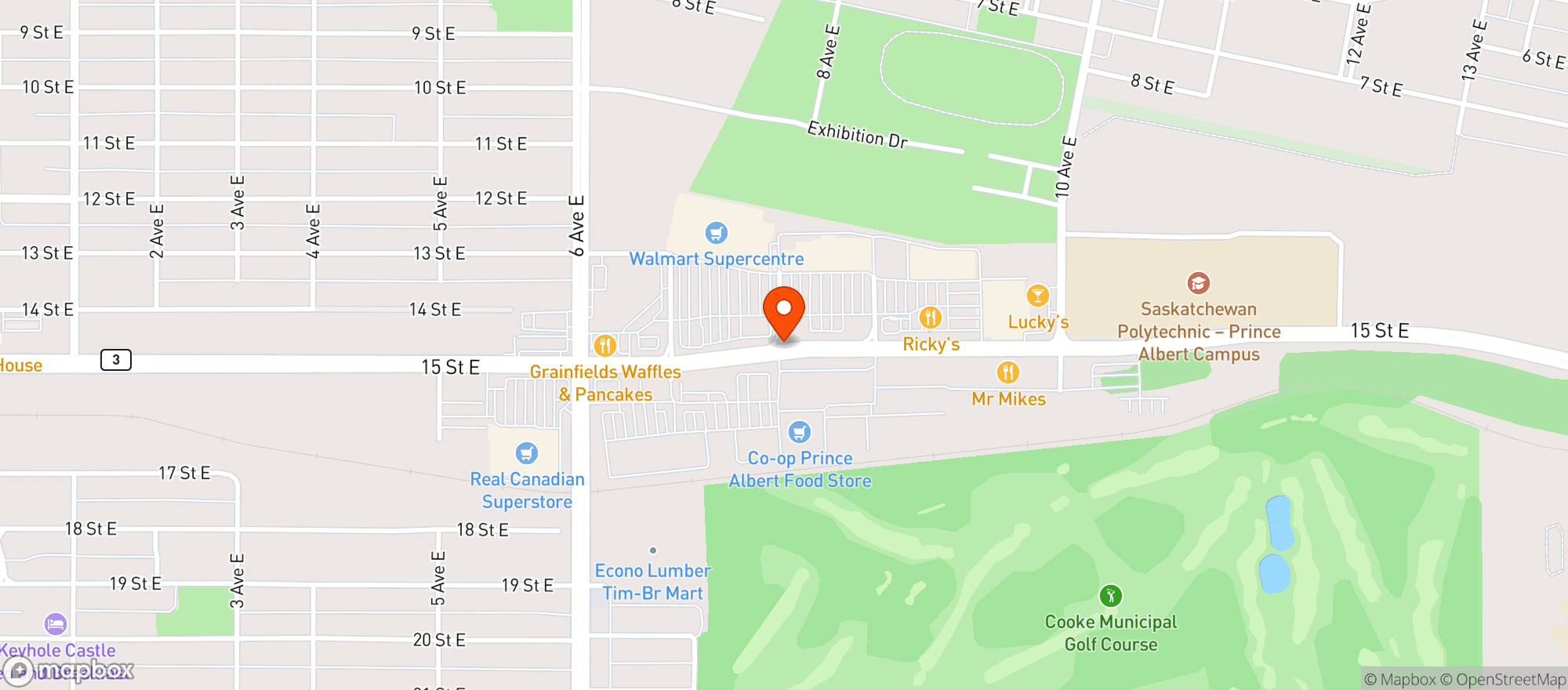 Map showing Walmart Prince Albert, Sk