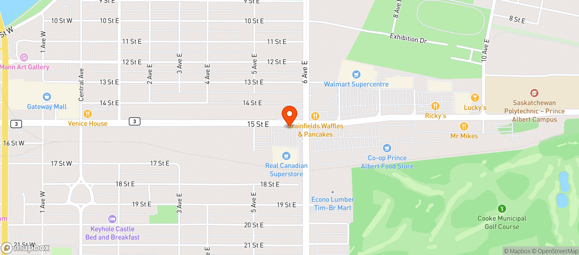 Map showing Real Canadian Superstore