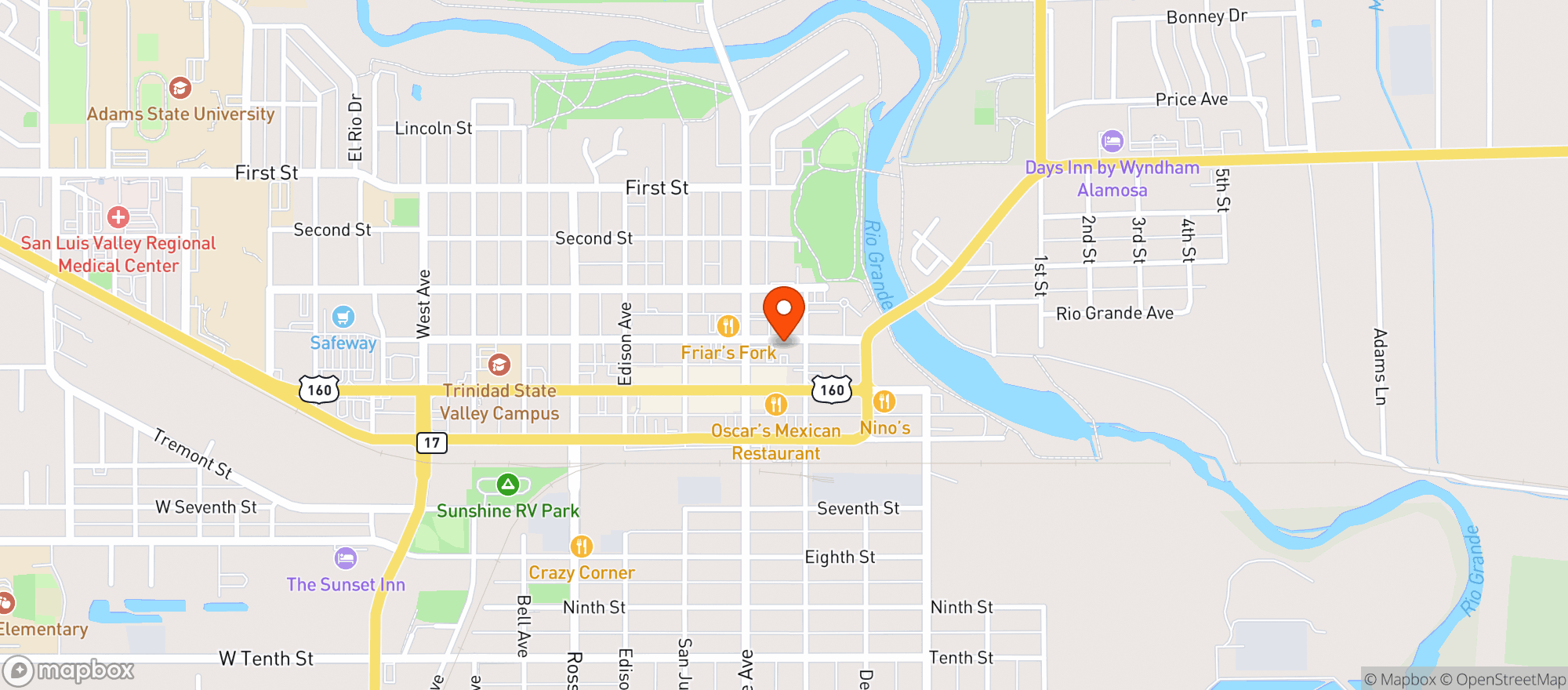 Map showing American Legion #113- Alamosa