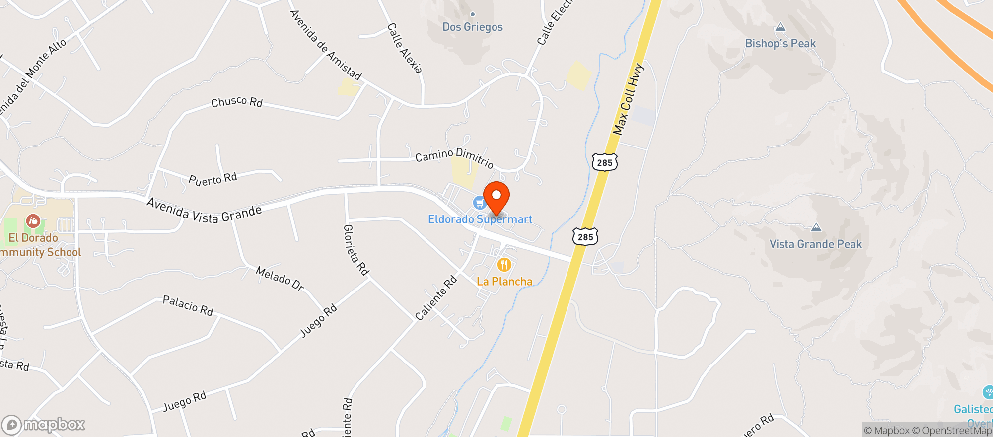 Map showing El Dorado Supermart