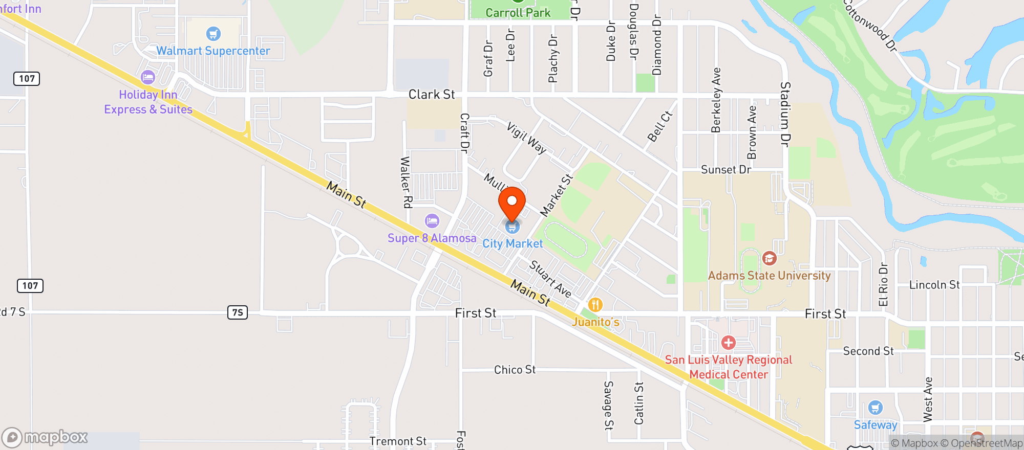 Map showing Kroger City Market