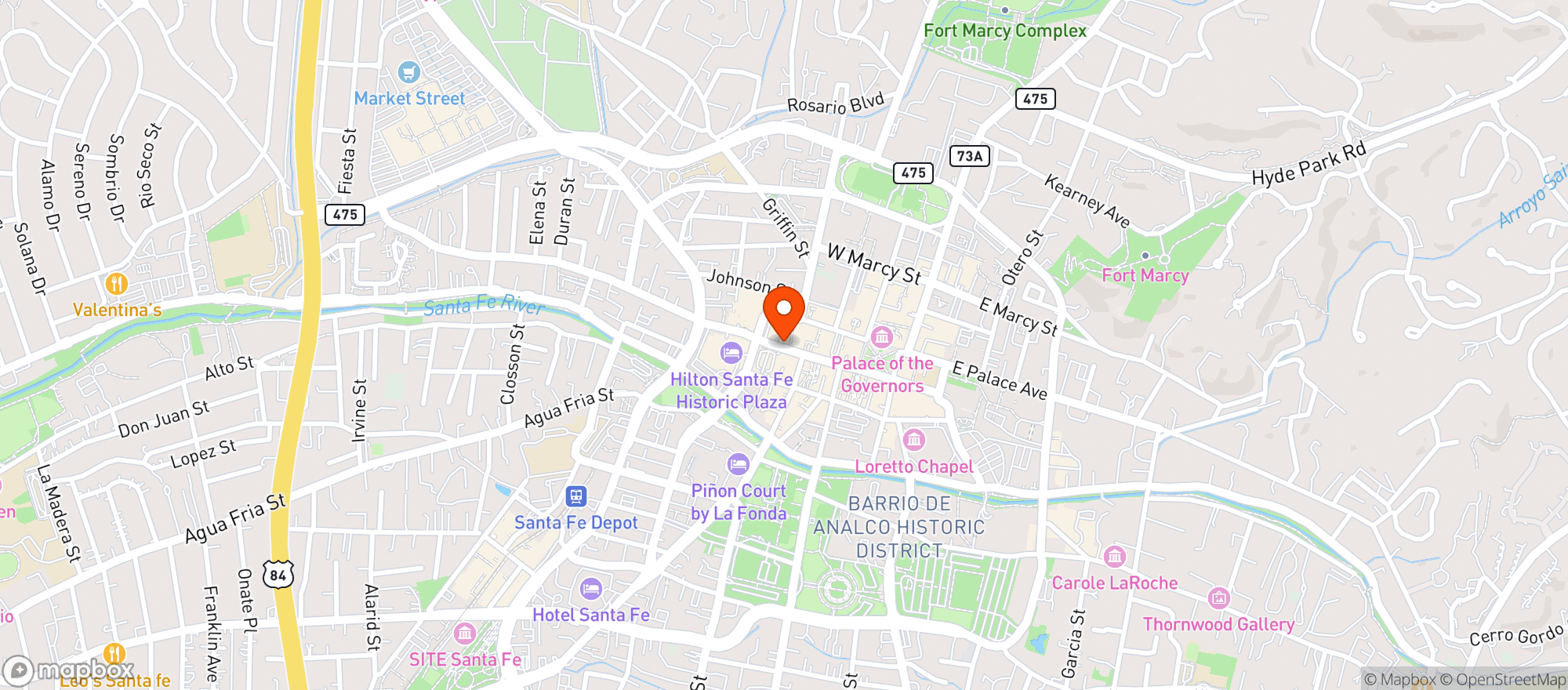 Map showing Lensic Performing Arts Ctr