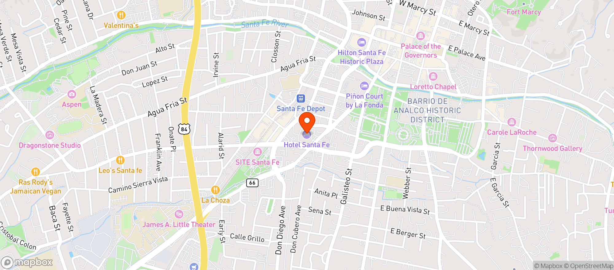 Map showing Hotel Santa Fe
