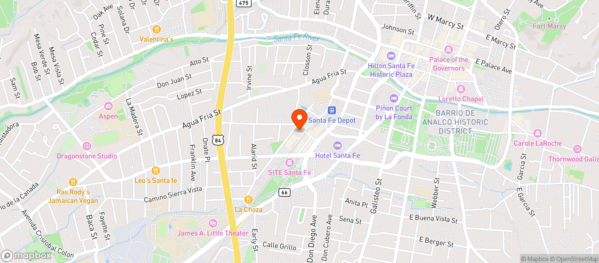 Map showing Violet Crown Cinema & Rest