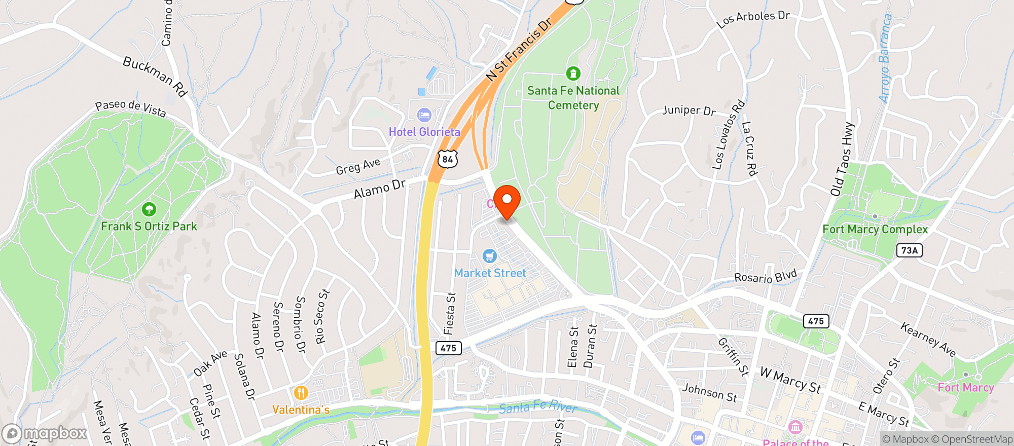 Map showing Market Street