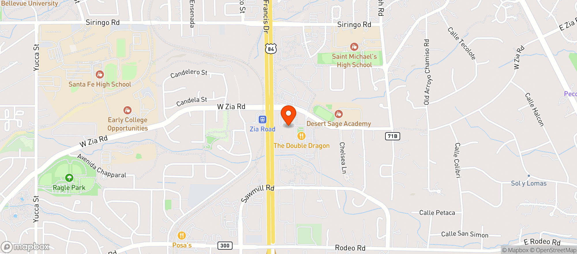Map showing ALBERTSONS MARKET (SANTA FE (S SAINT FRANCIS))