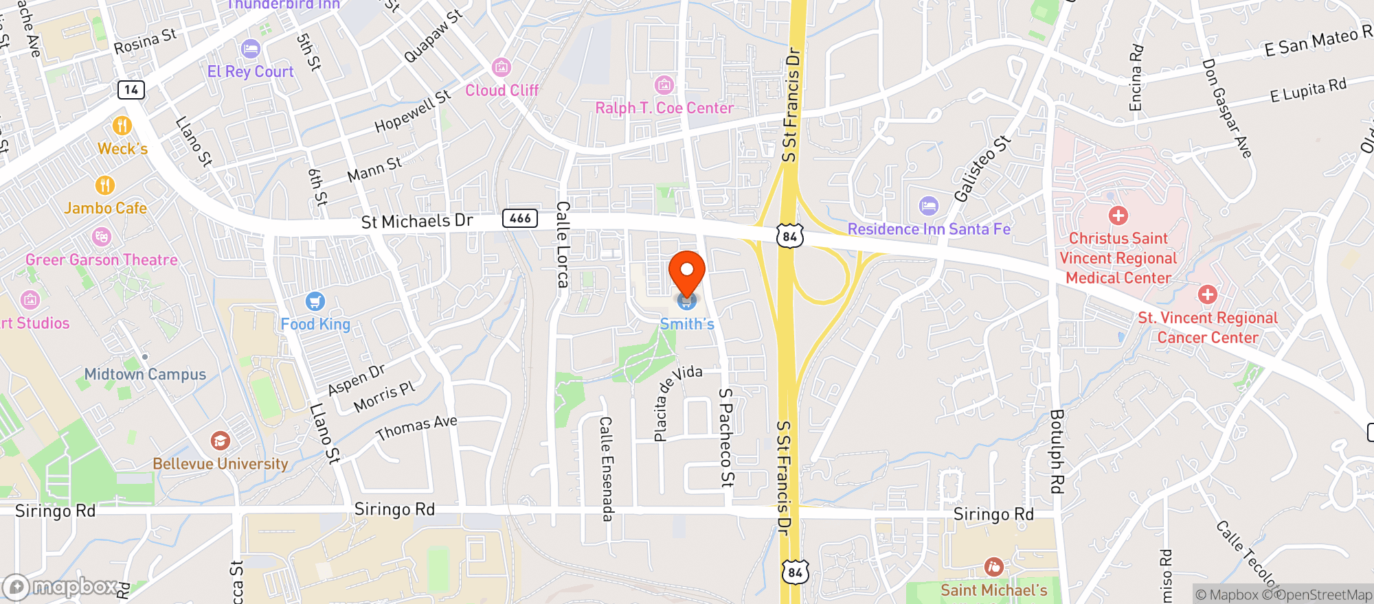 Map showing Smiths Food & Drug (706) - 00491 - Plaza Del Sol