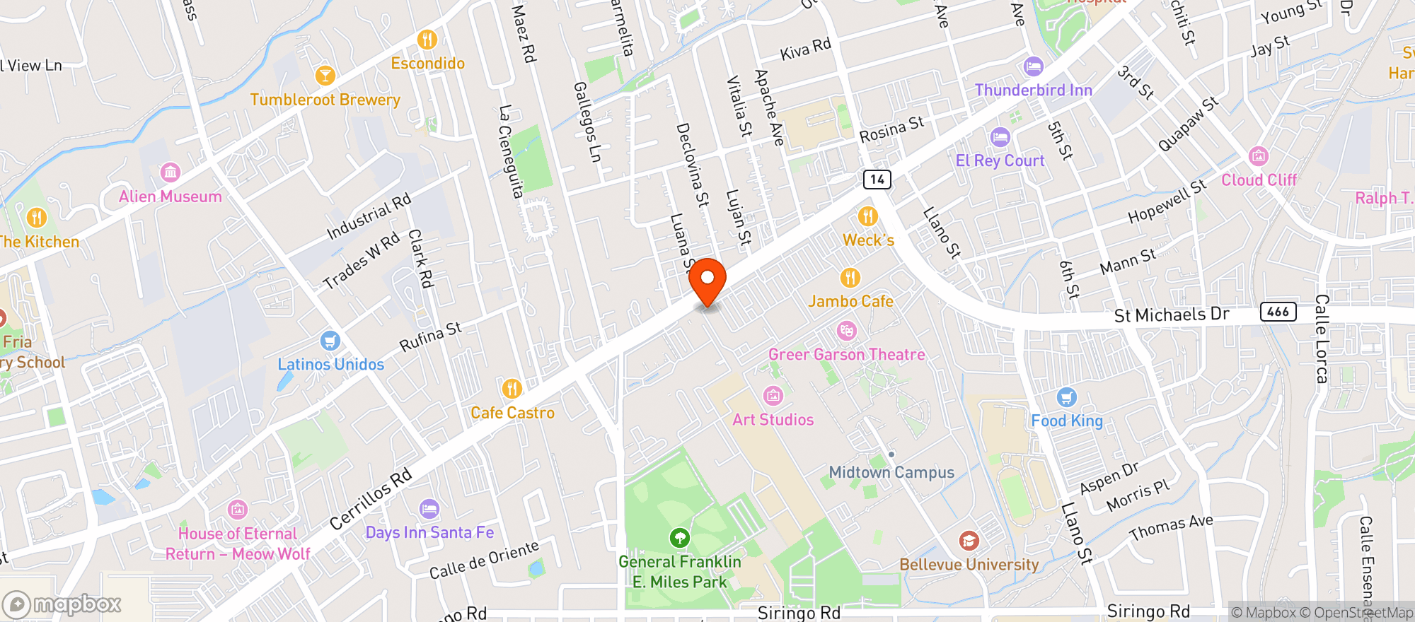 Map showing EXHALE SMOKE SHOP