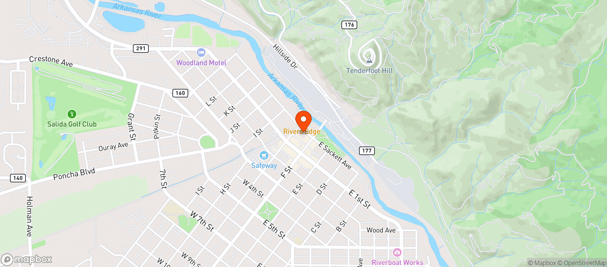 Map showing Sweetie's Sandwich Shop & The Biker and the Baker
