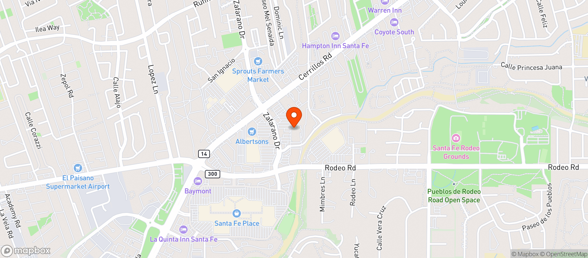 Map showing TOTAL WINE - SANTA FE