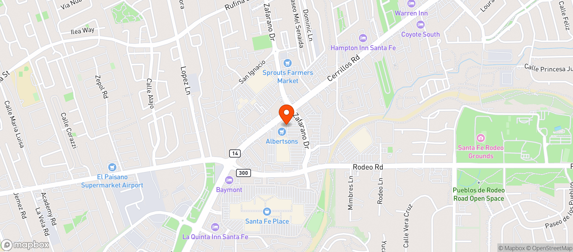 Map showing Vitamin Shoppe - Santa Fe