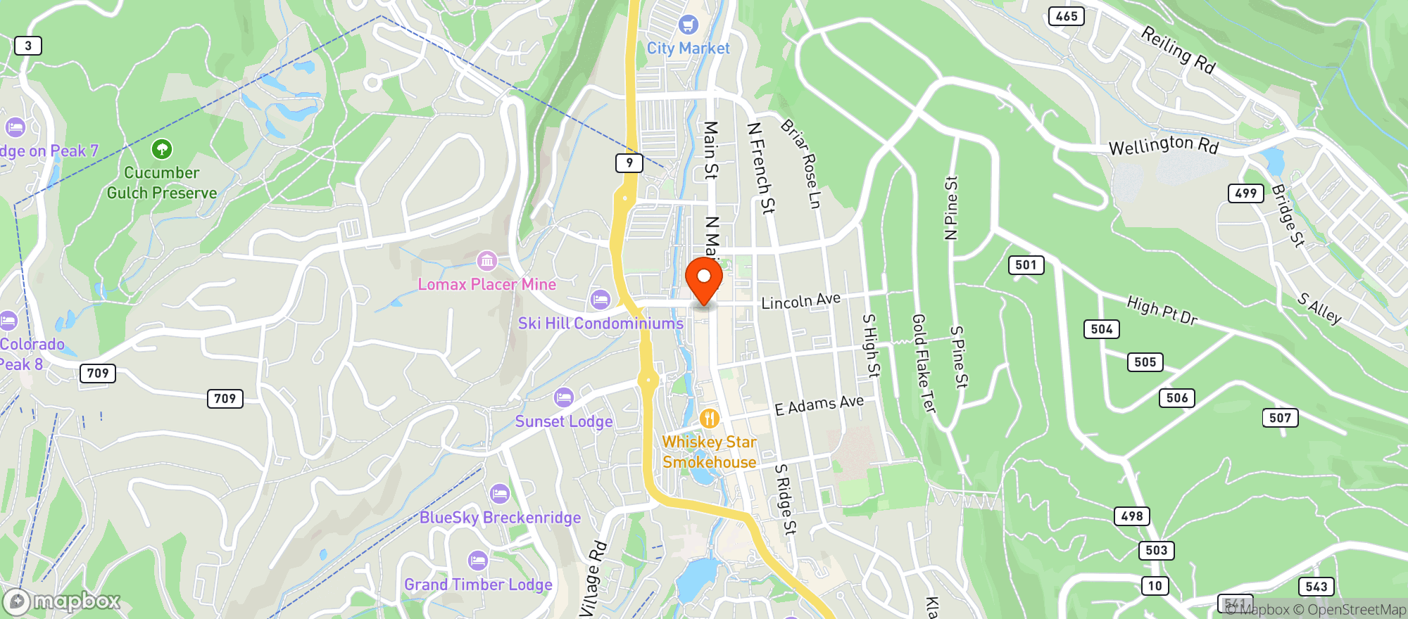 Map showing Motherloaded Tavern