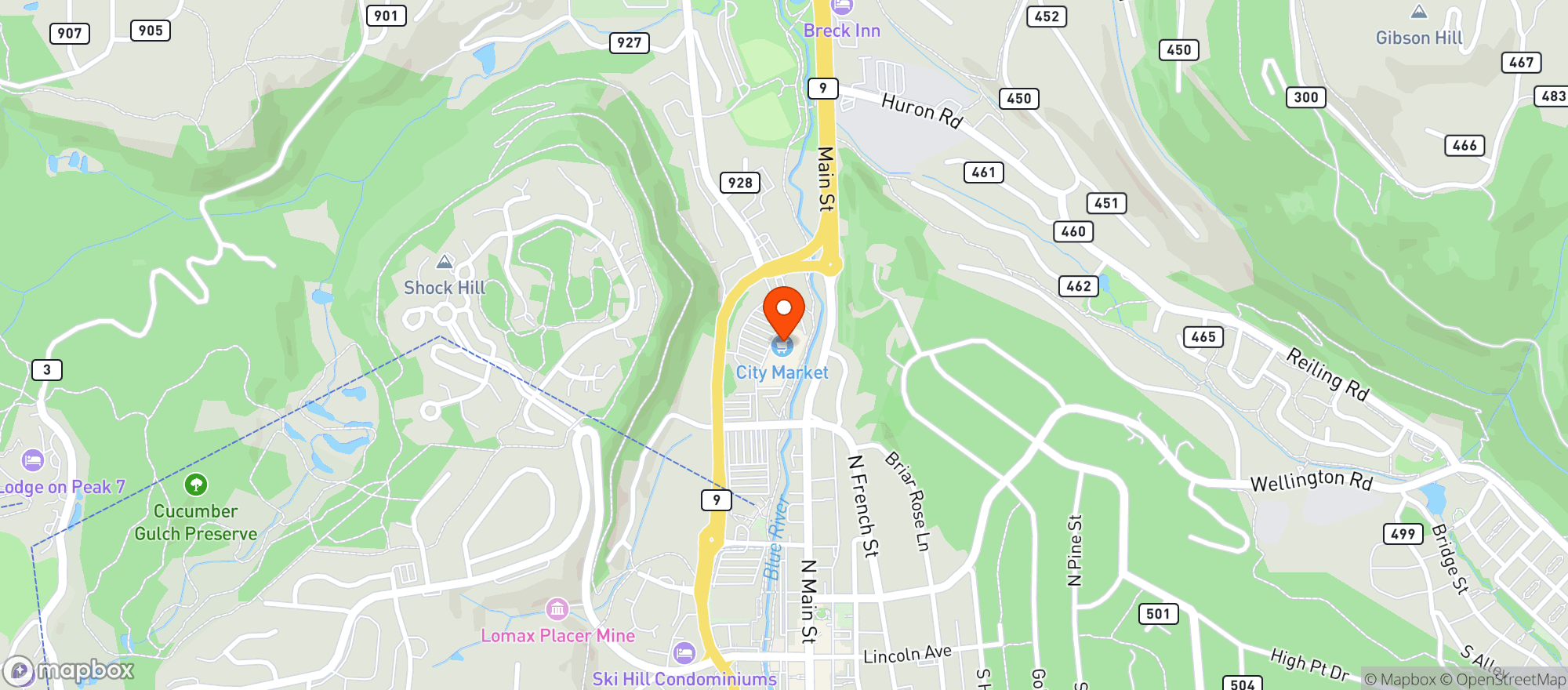 Map showing City Liquors