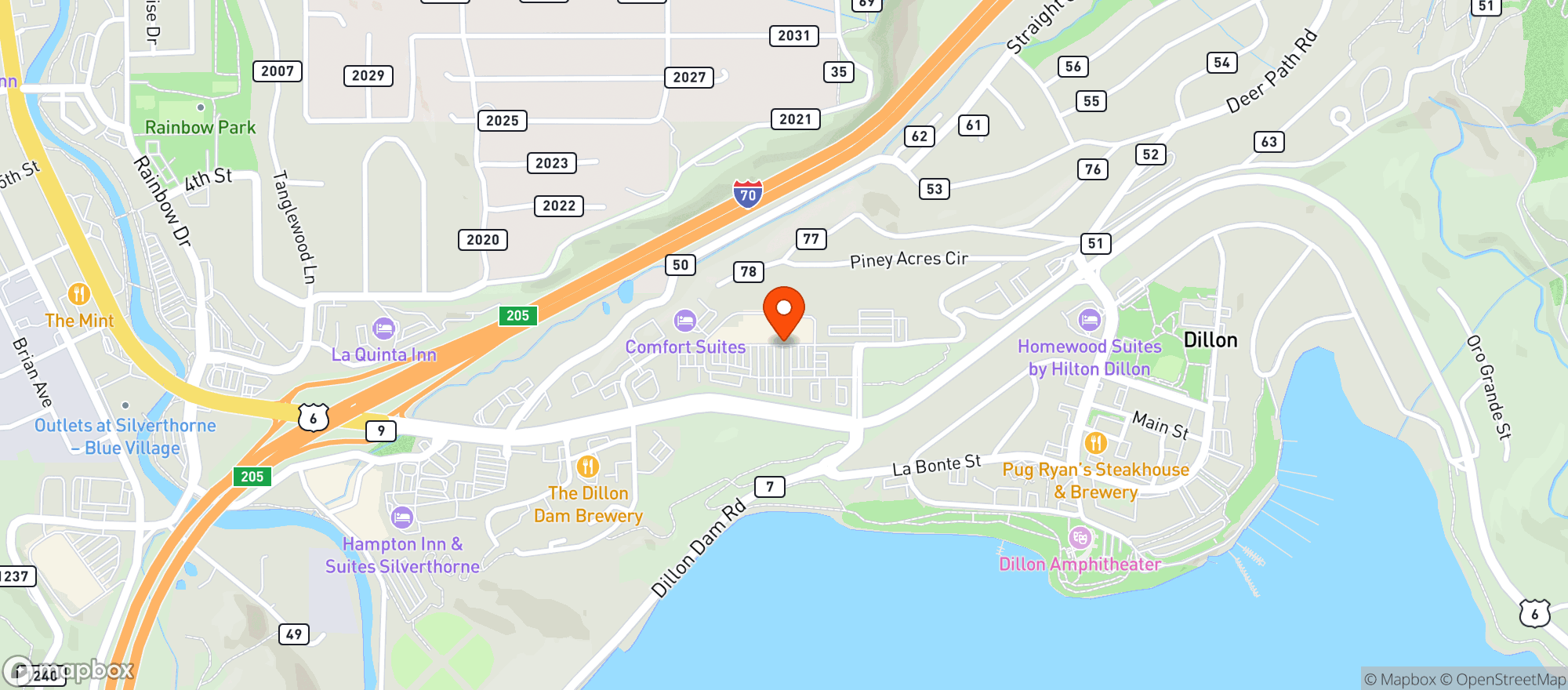Map showing Dillon Ridge Liquors
