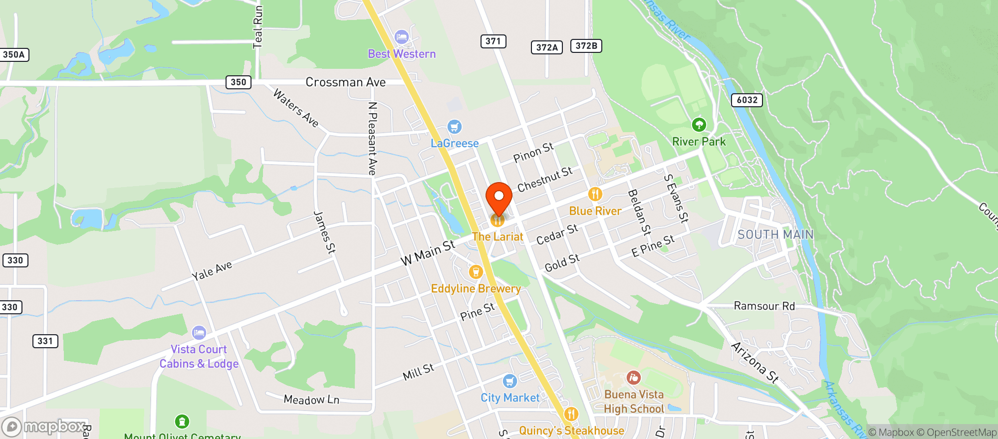 Map showing Lariat Bar & Grill
