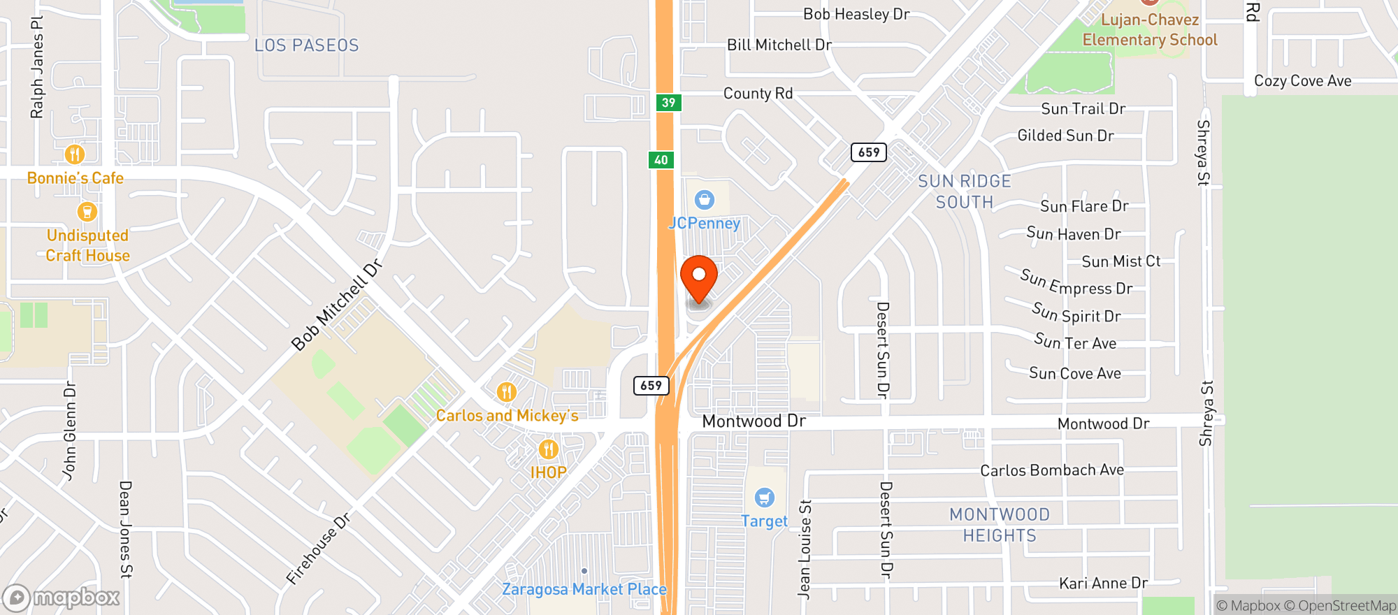 Map showing Vitamin Shoppe - El Paso
