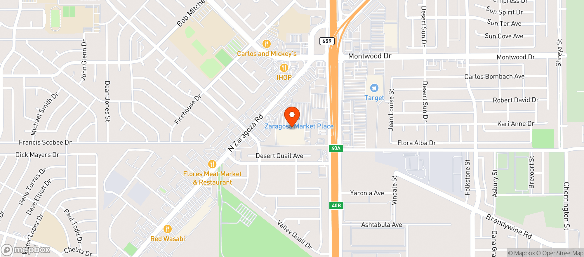 Map showing WALMART SUPERCENTER #2612