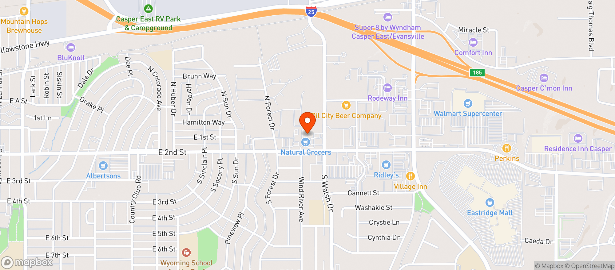 Map showing Natural Grocers by Vitamin Cottage - Natural Grocers by VC_Casper (CA) - 00530049