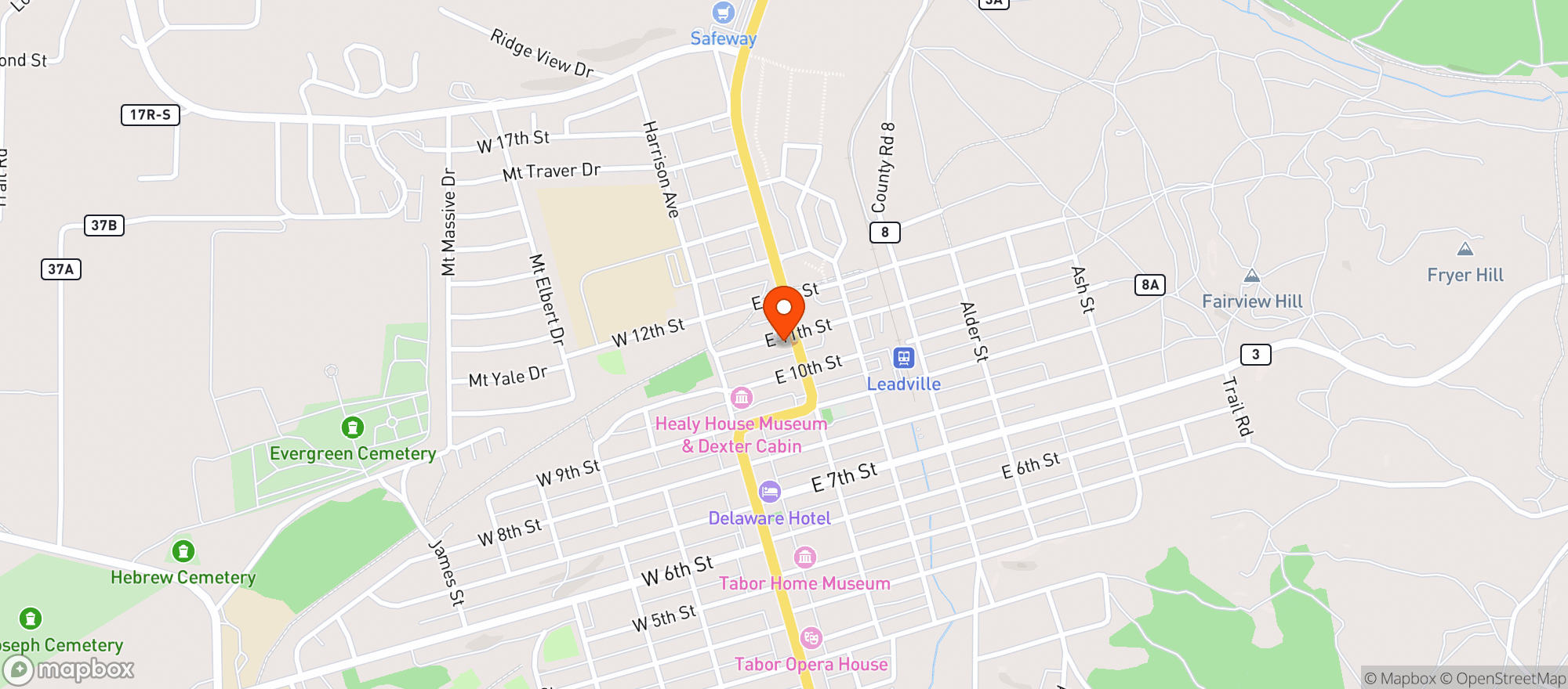 Map showing Mt. Massive Liquors