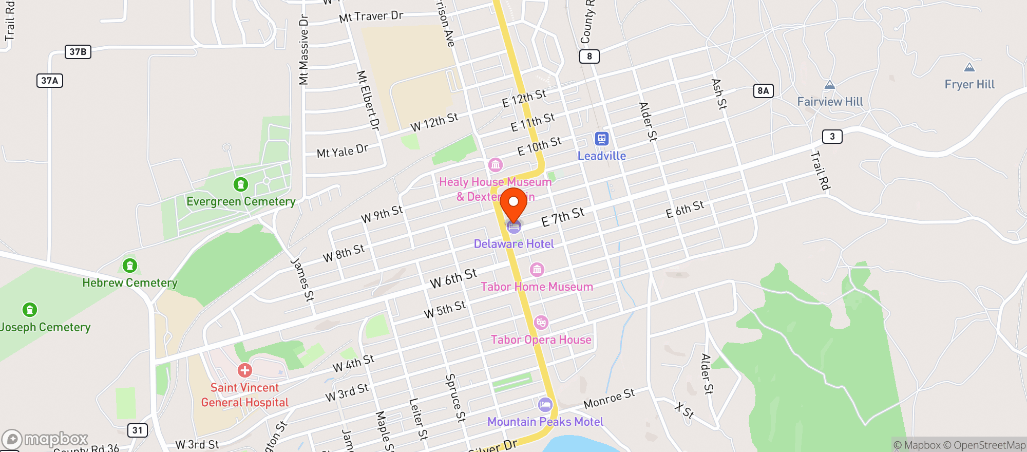 Map showing Delaware Hotel