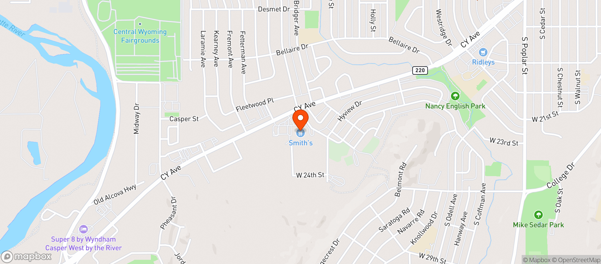 Map showing Smiths Food & Drug (706) - 00185 - Casper