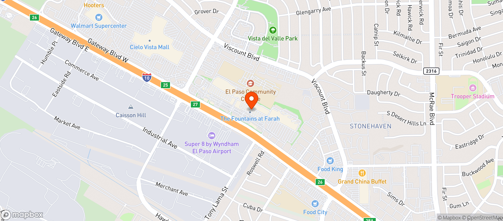 Map showing Vitamin Shoppe - El Paso