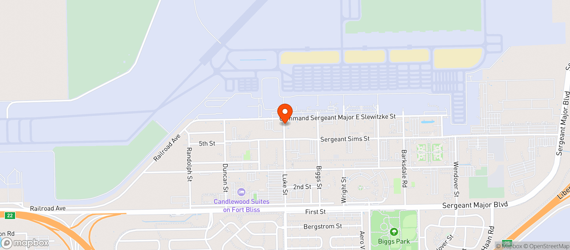 Map showing Aafes Bliss Luke Expres #1012488