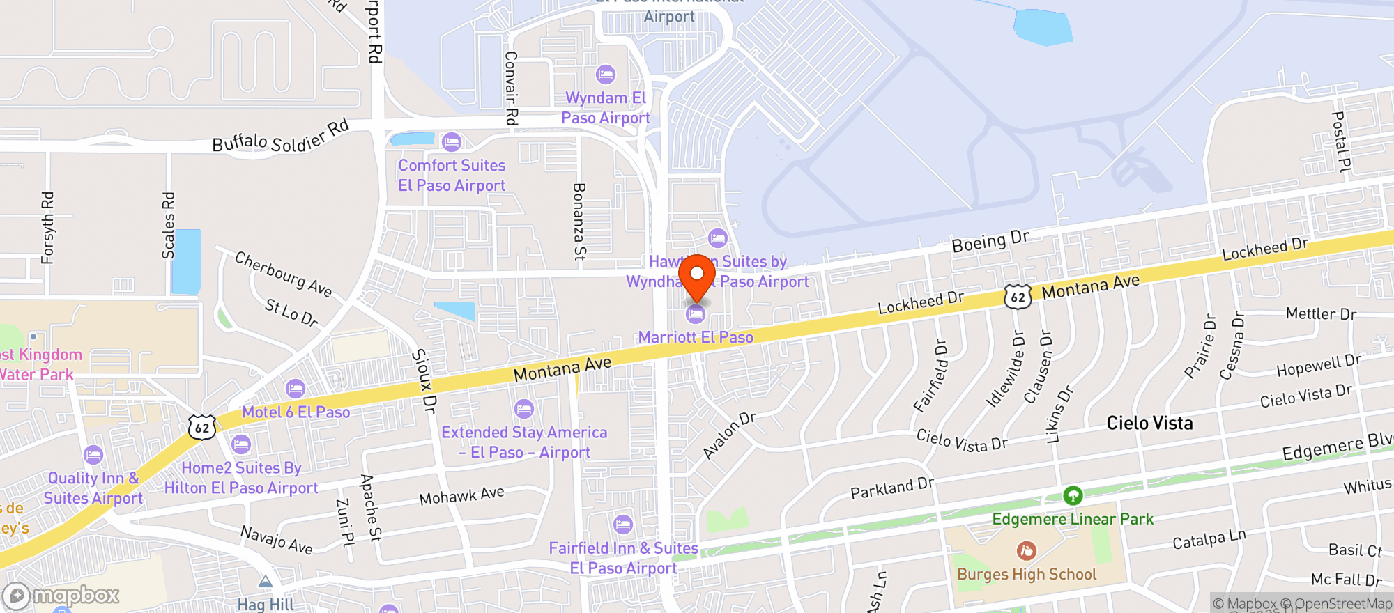 Map showing Marriott Hotels & Resorts