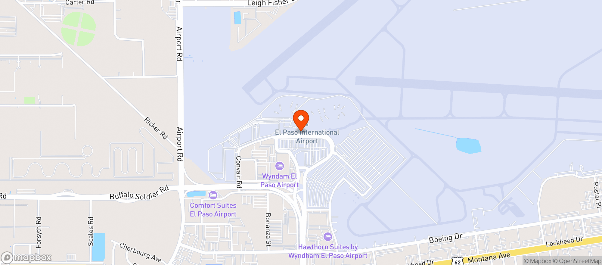 Map showing Hms Host El Paso Intl Airport