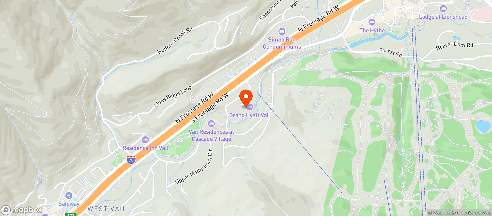 Map showing Grand Hyatt Vail