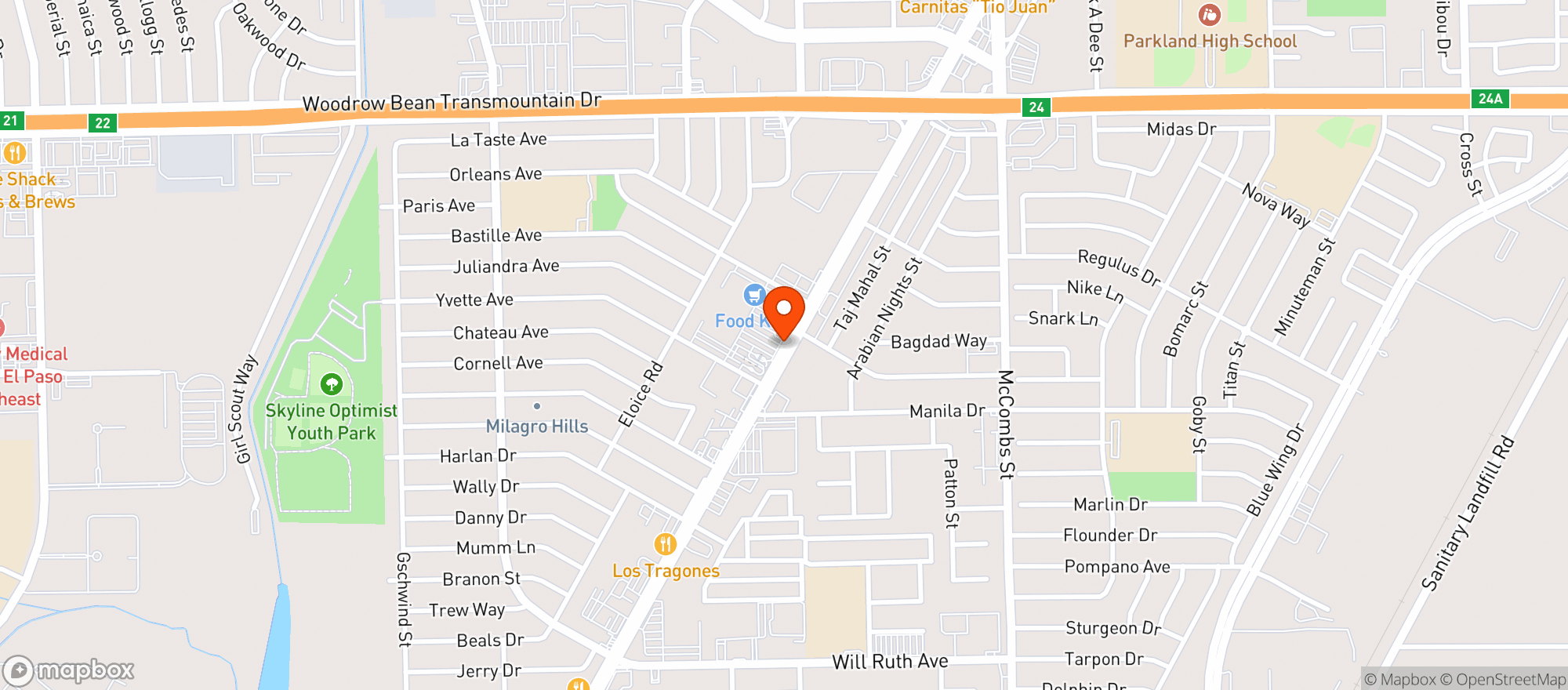 Map showing Food King