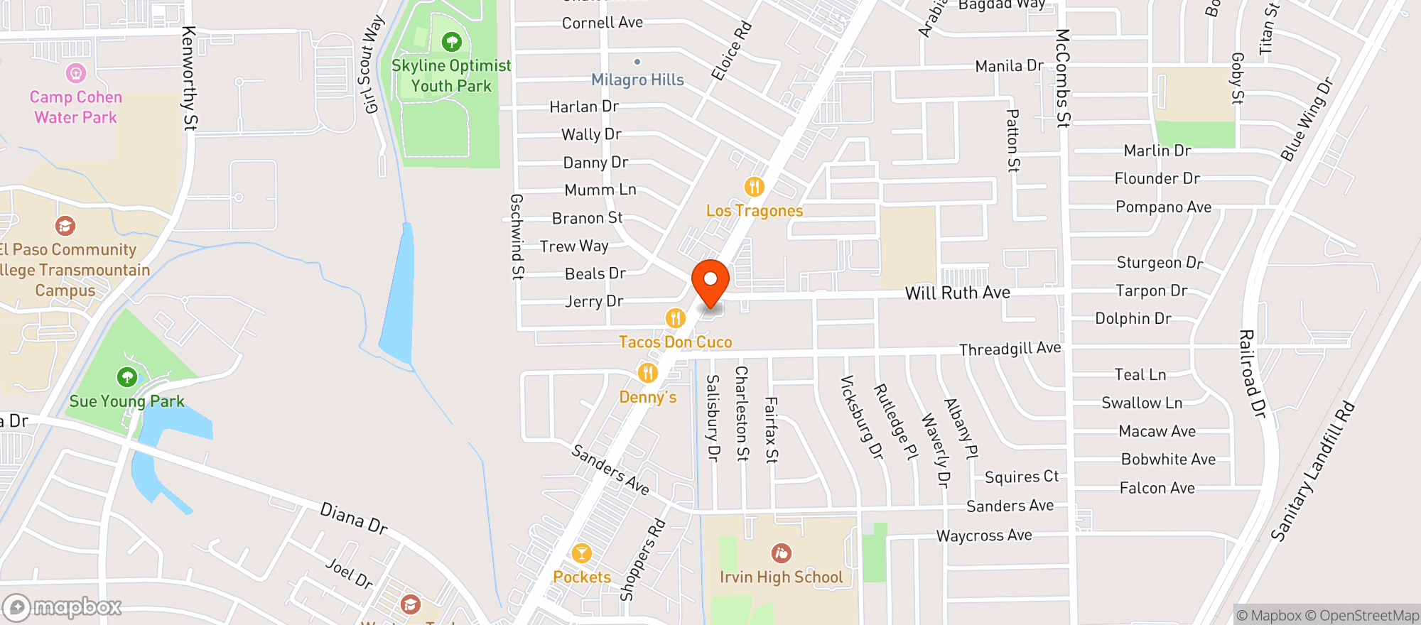 Map showing Cowboys Liquor