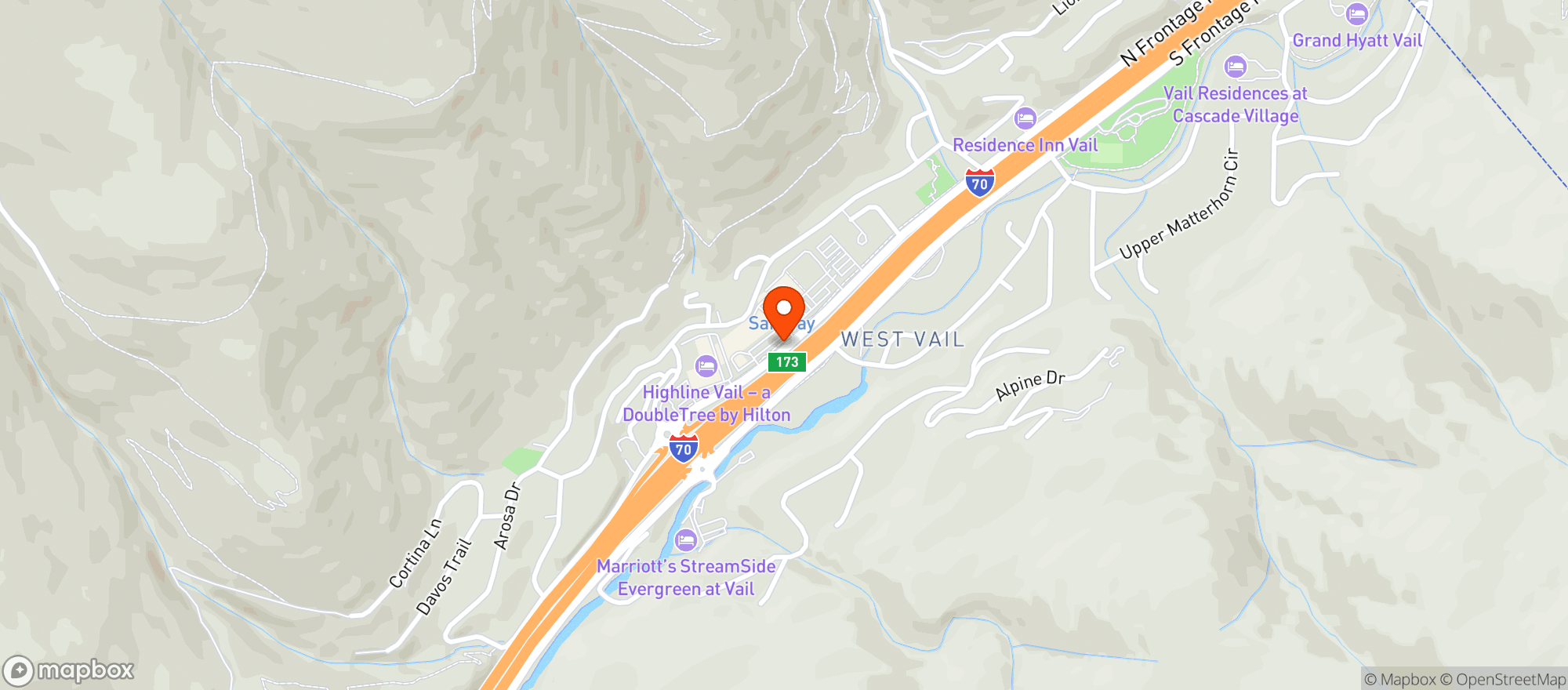 Map showing WEST VAIL LIQUOR MART