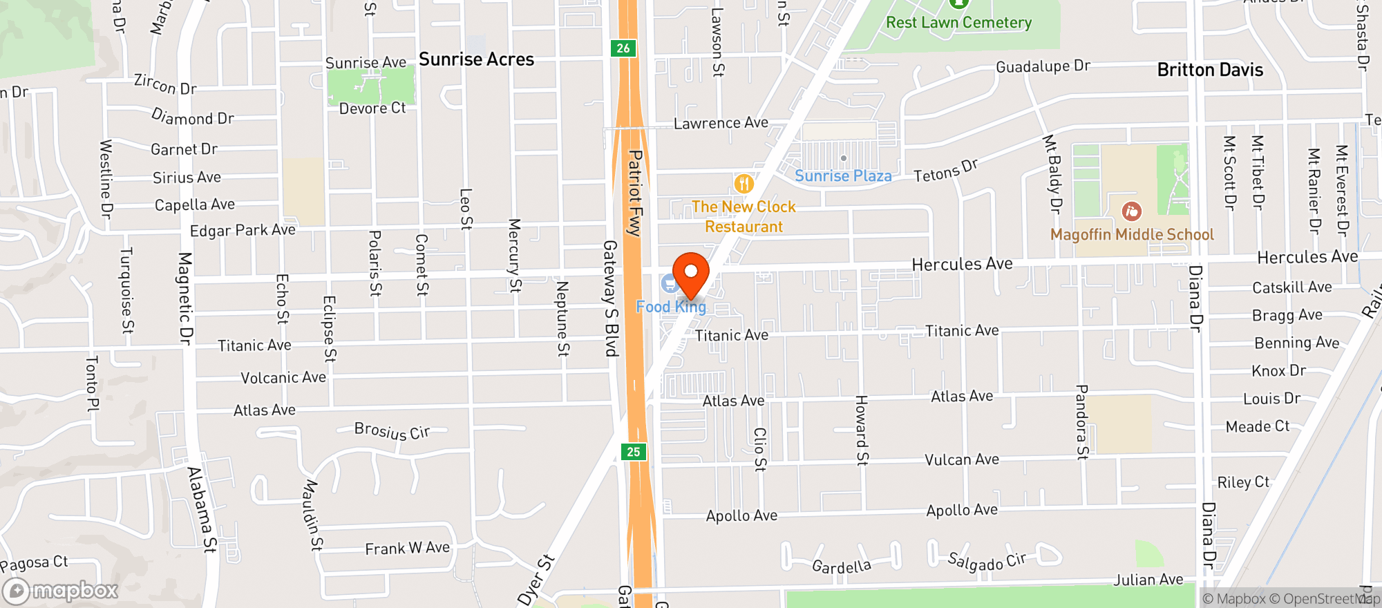 Map showing Food King