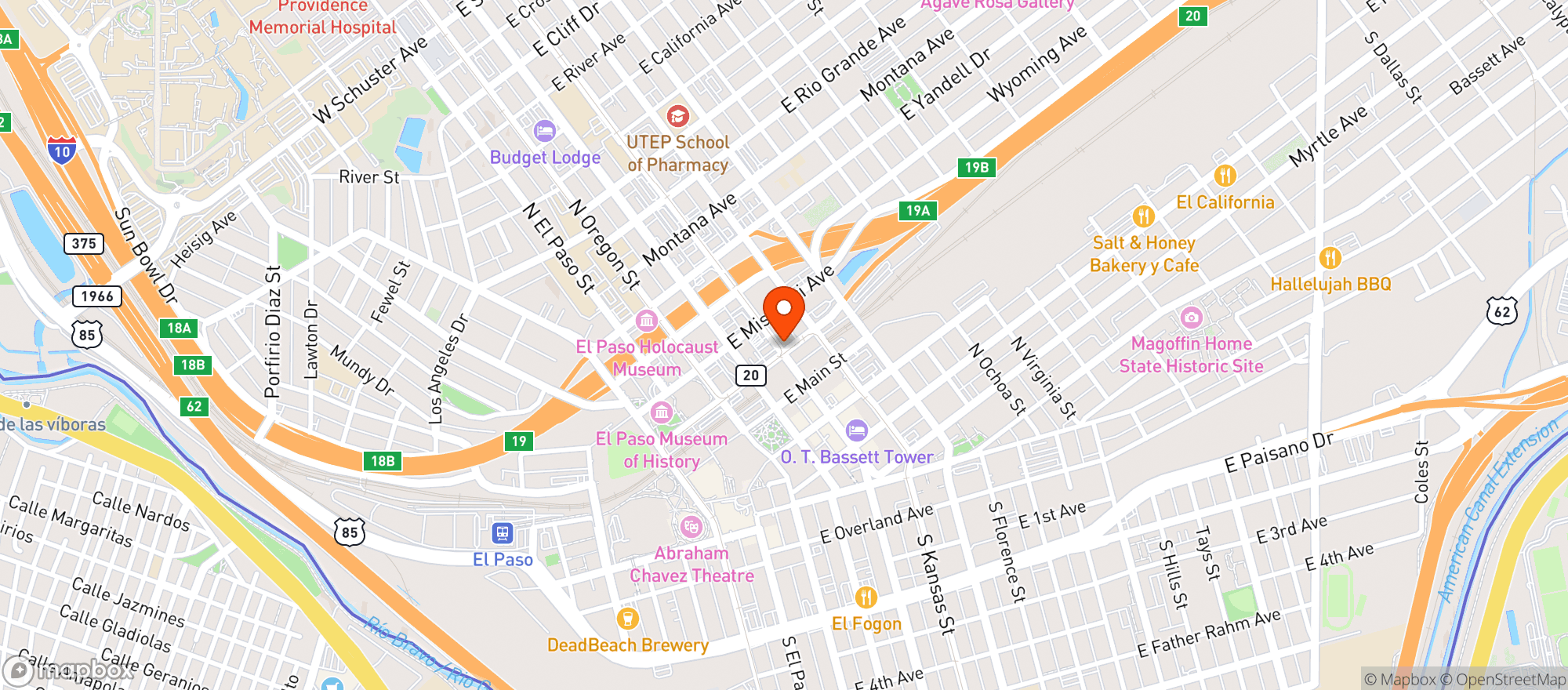 Map showing Dillingers