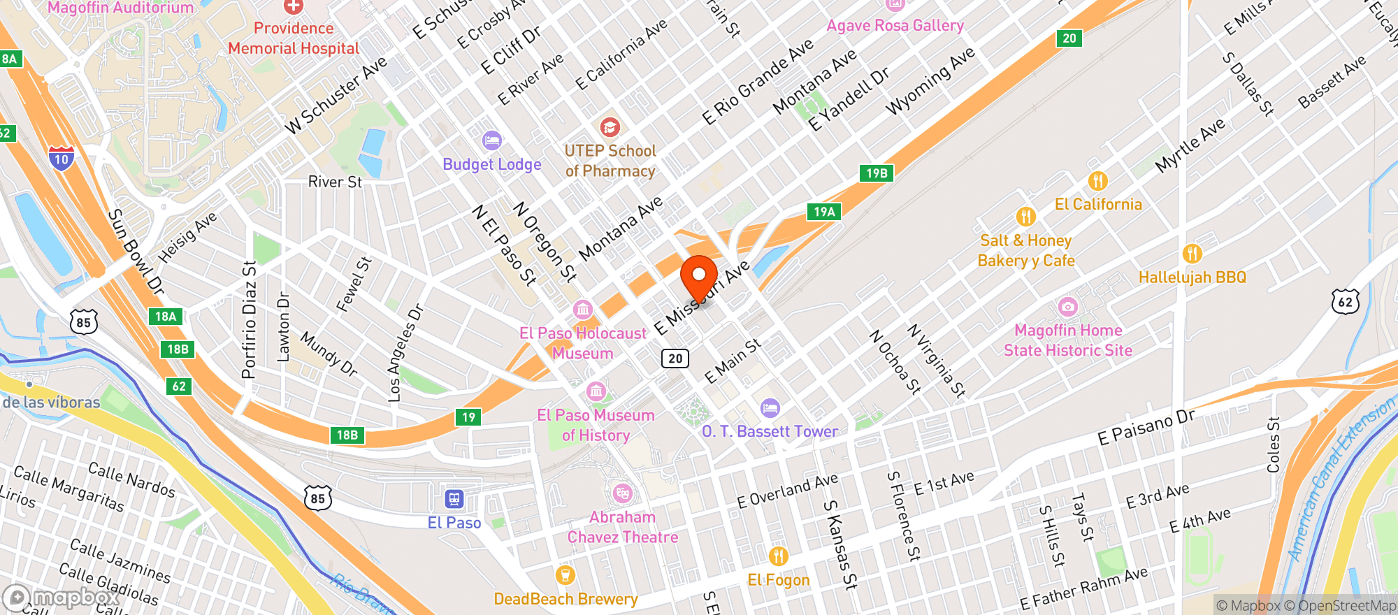 Map showing Chiquitas Bar