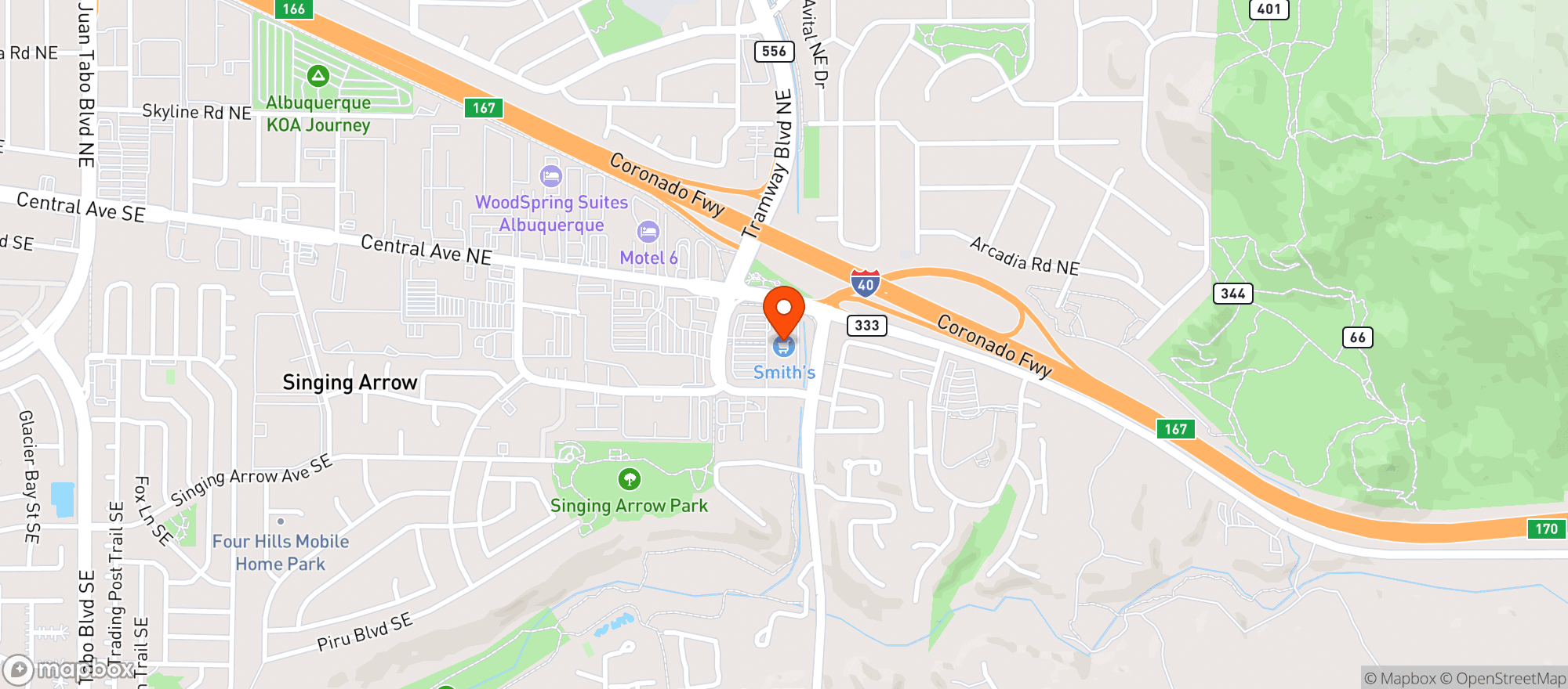 Map showing Smiths Food & Drug (706) - 00427 - Tramway Central