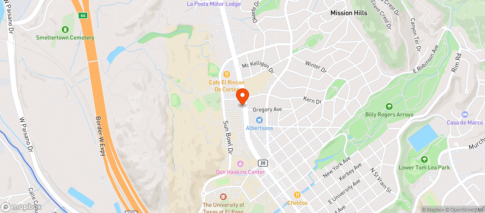 Map showing The Moon Tower Sports Bar