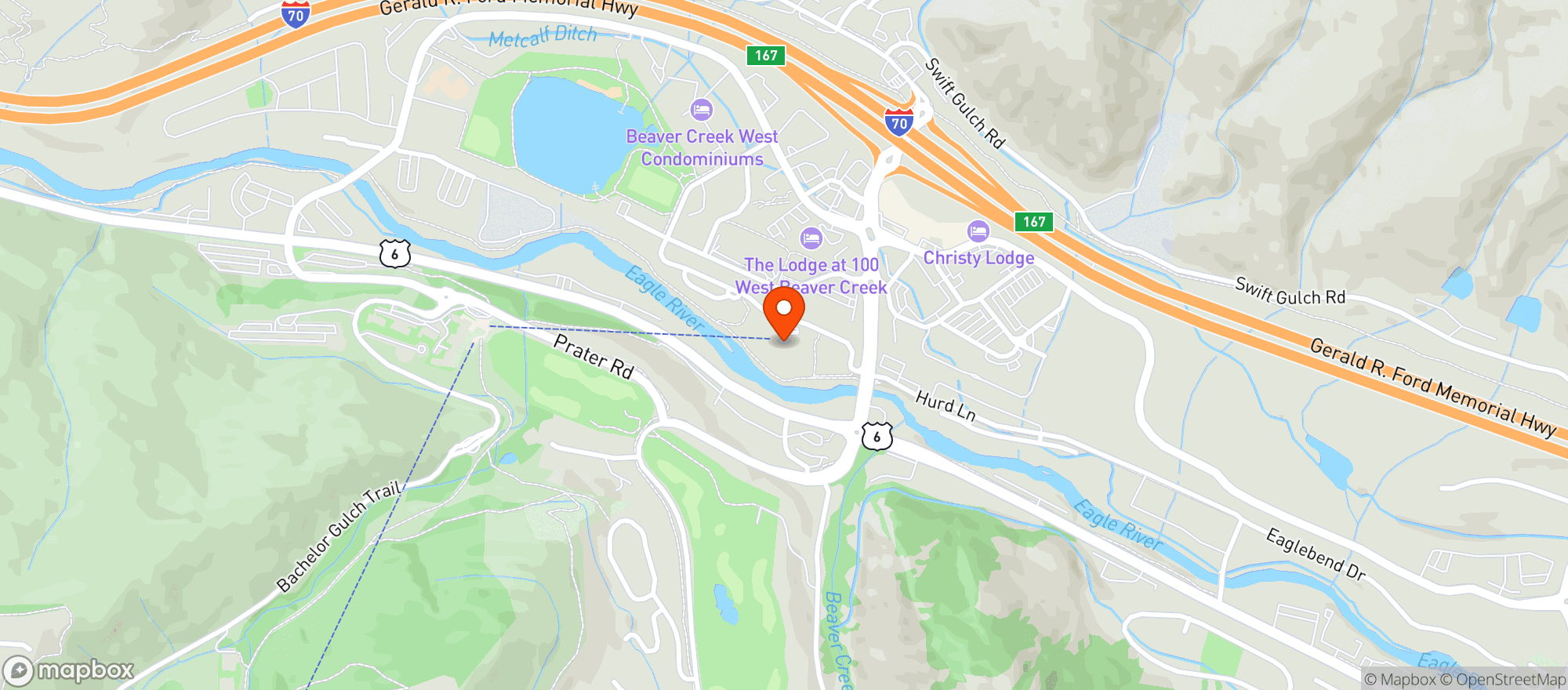 Map showing Riverfront Market - Avon - Riverfront Lane