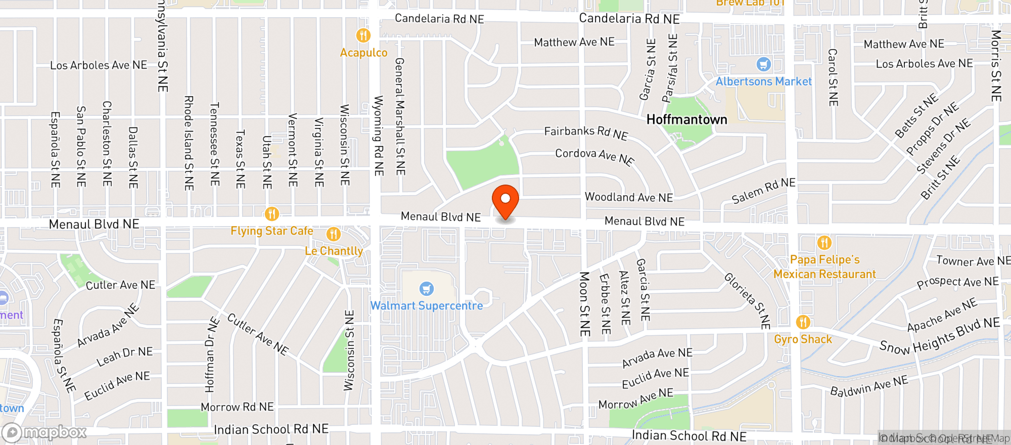 Map showing Los Cuates Menaul