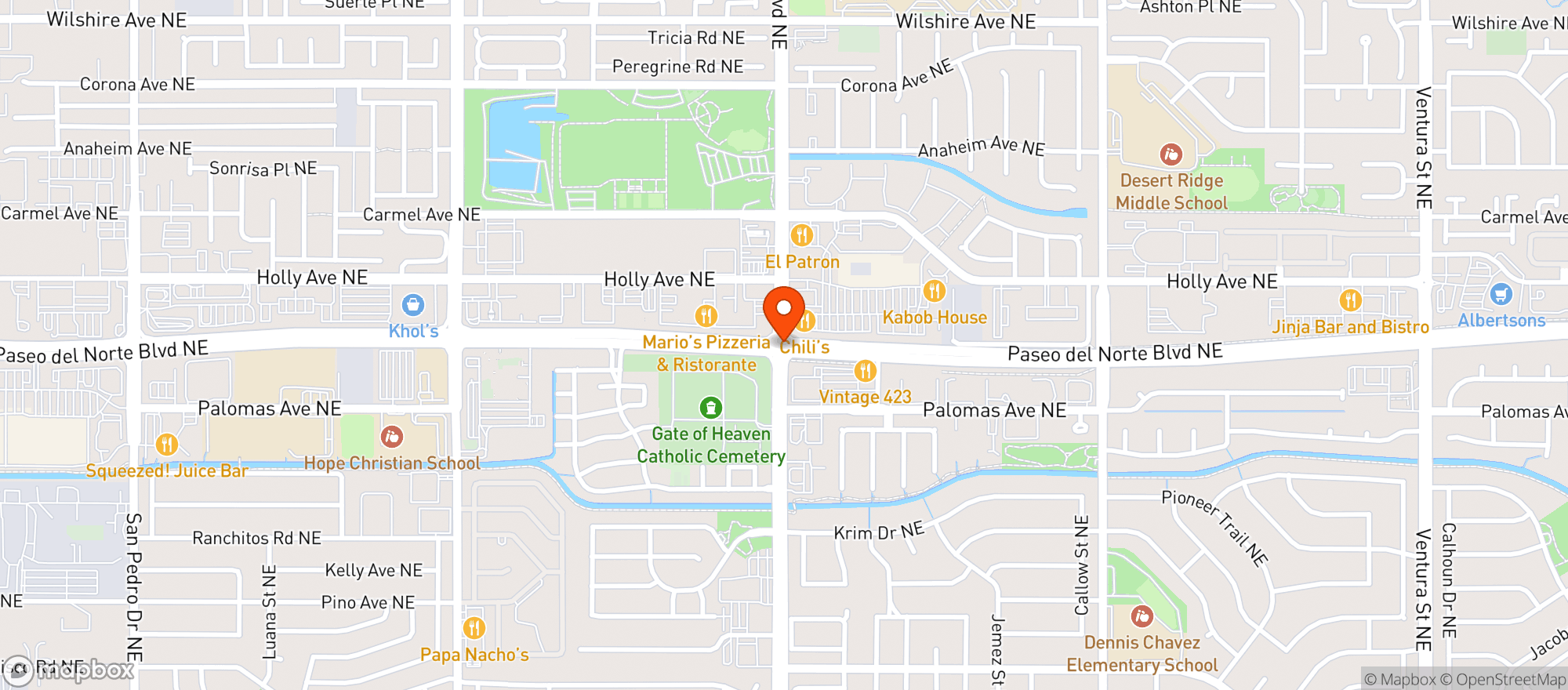 Map showing Smiths Food & Drug (706) - 00459 - La Cueva Town Center