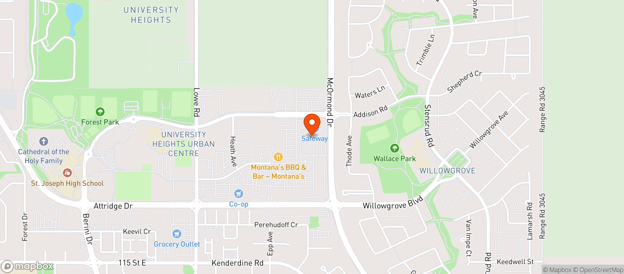 Map showing Safeway 4880 - Univ. Heights