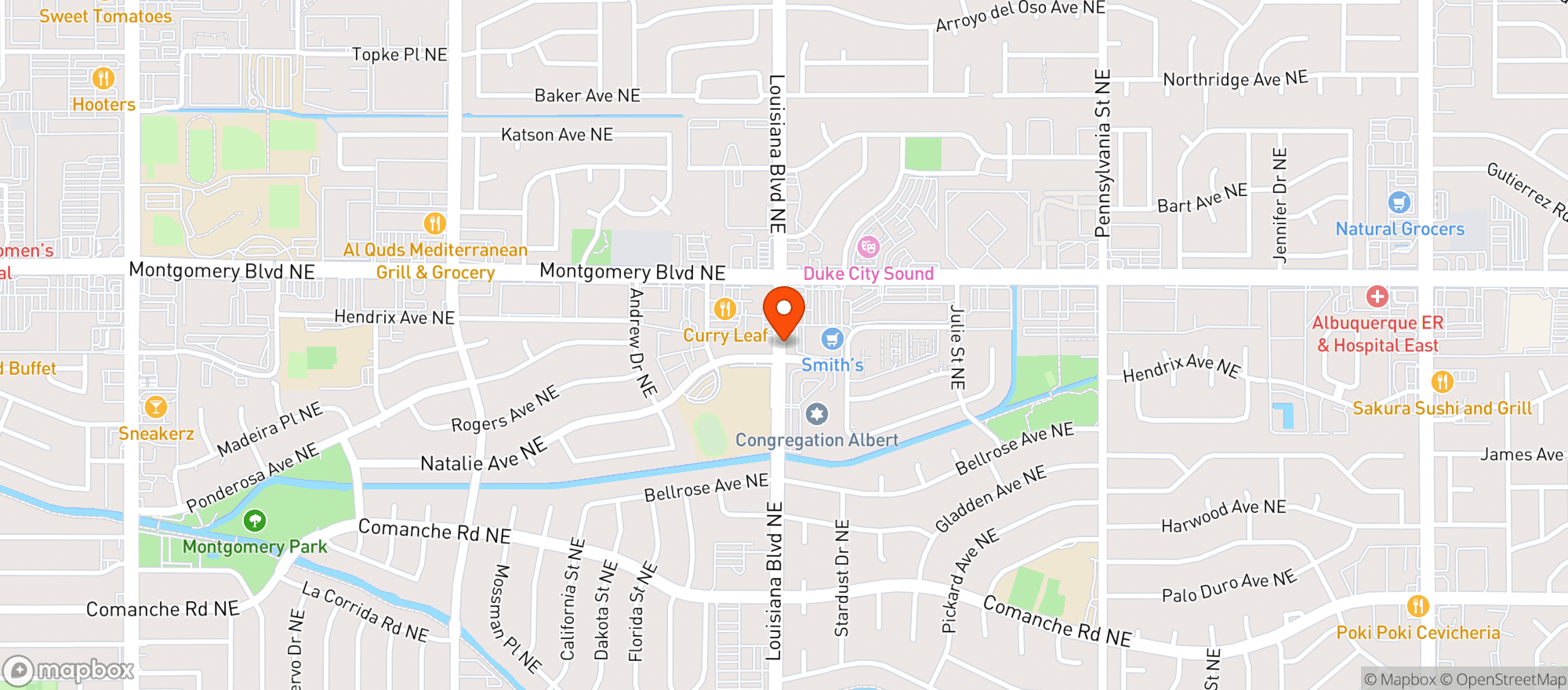 Map showing Smiths Food & Drug (706) - 00485 - Louisiana Blvd Albuquerque