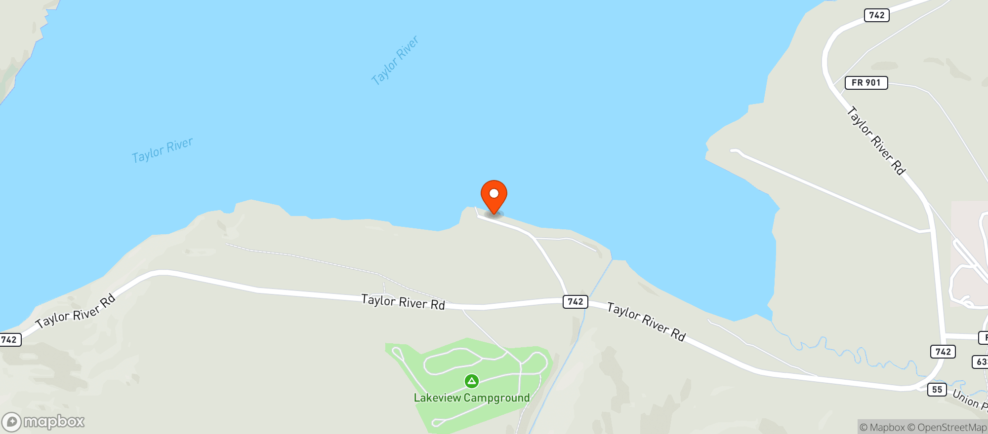 Map showing Taylor Park Marina