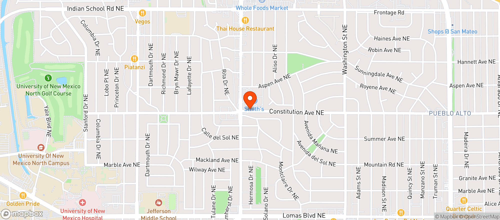 Map showing Smiths Food & Drug (706) - 00496 - Constitution Albuquerque