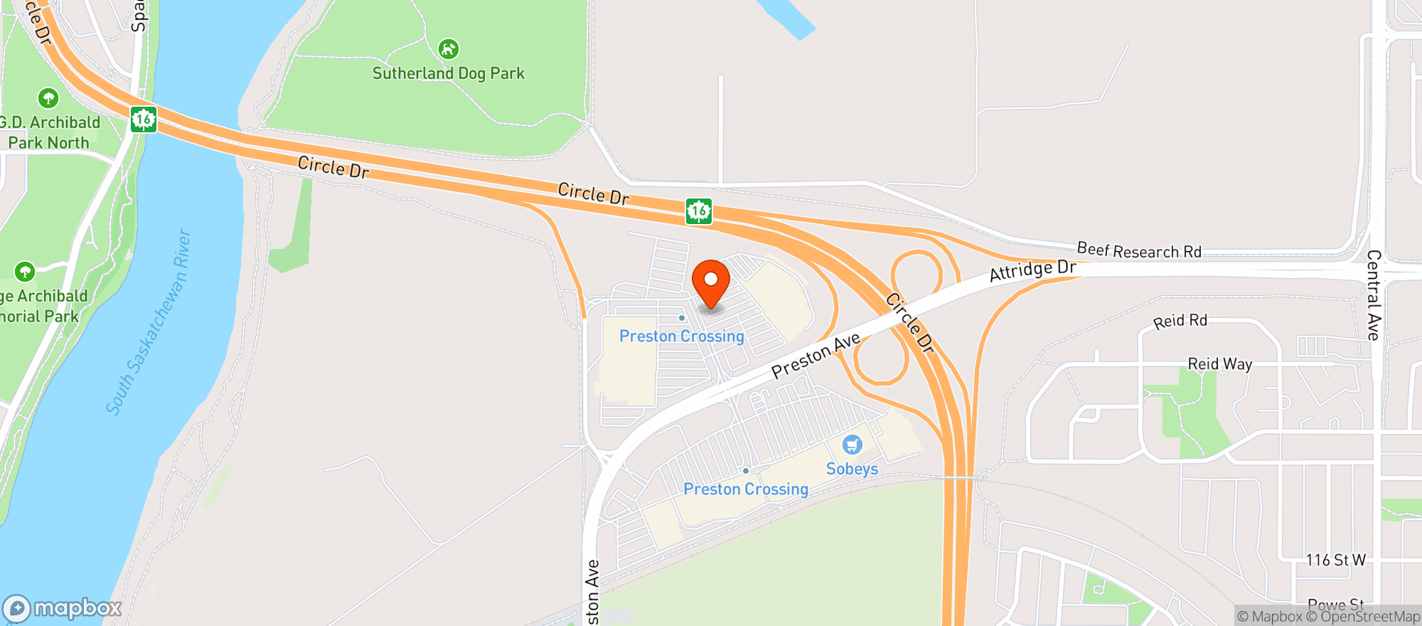 Map showing Walmart Saskatoon (n)