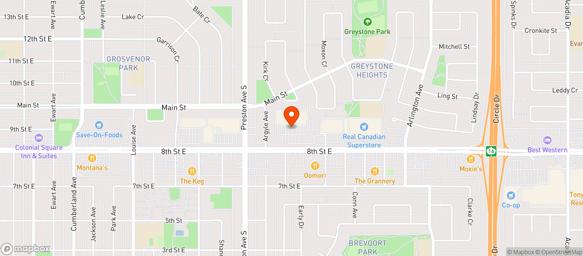 Map showing London Drugs - 8th St E