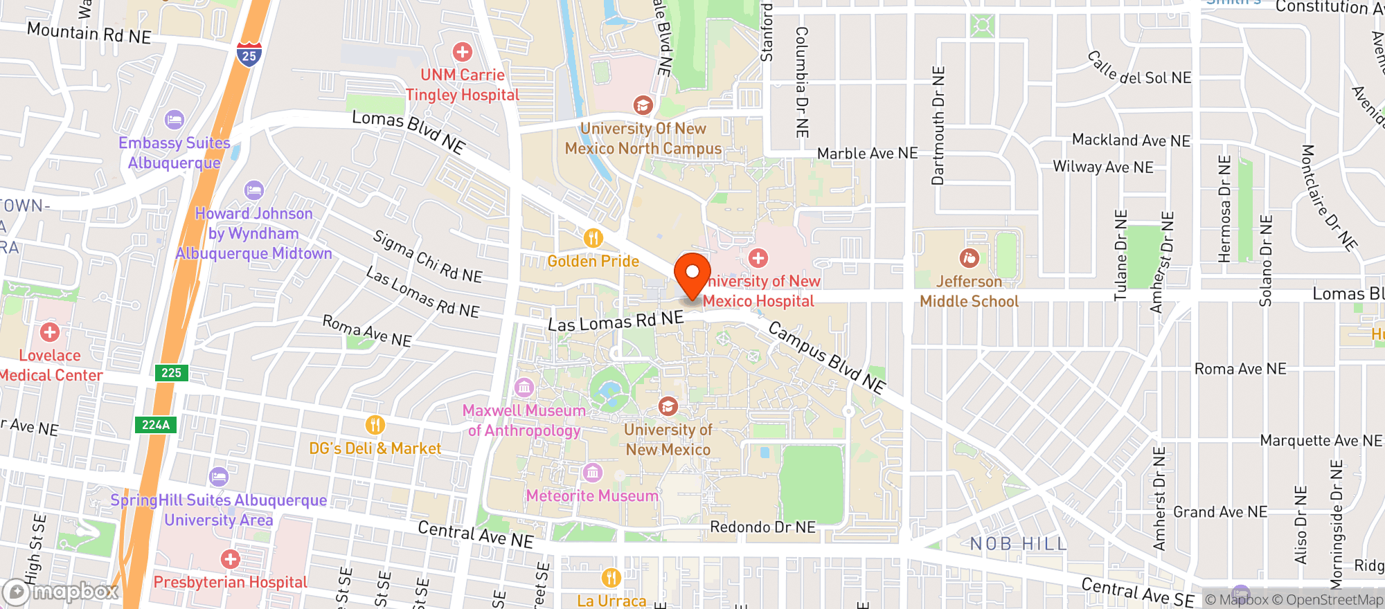Map showing Unm Faculty Club