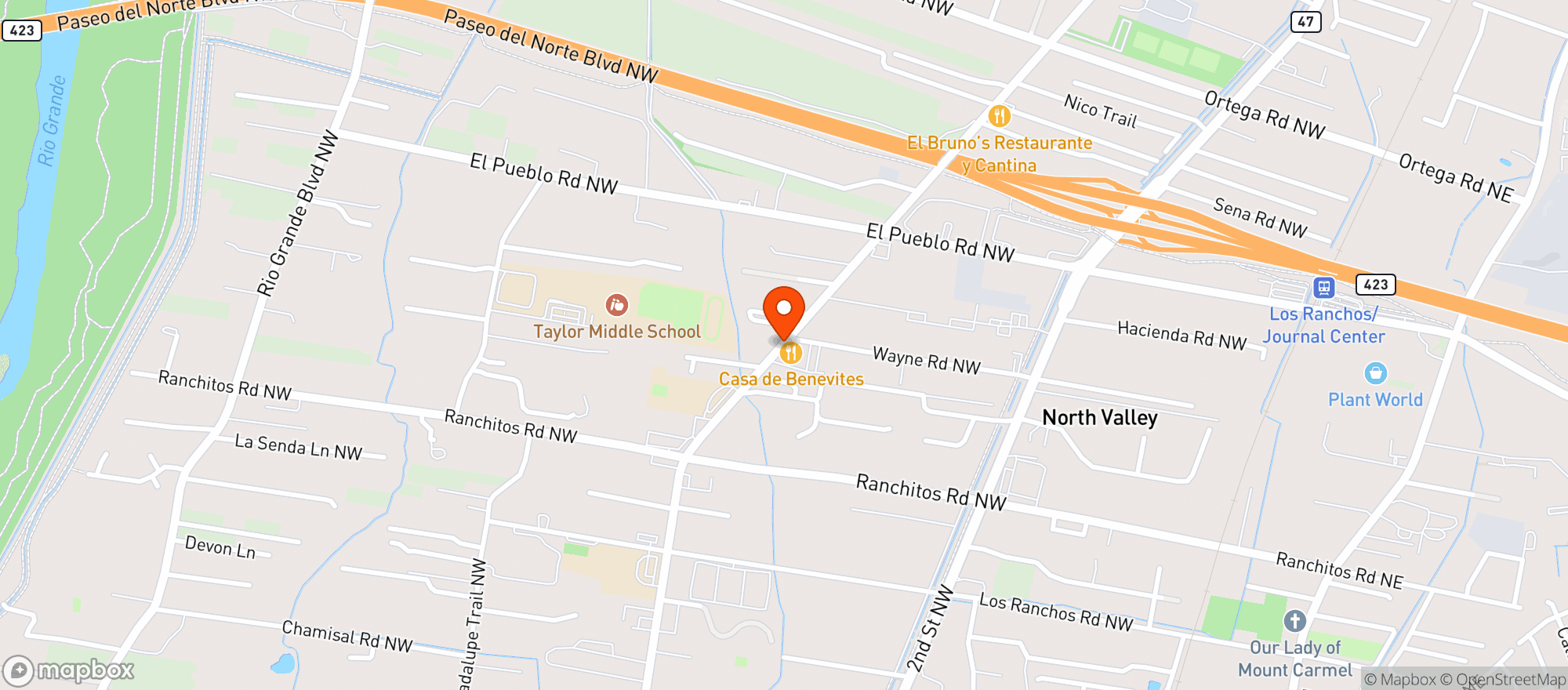 Map showing Casa De Benavidez