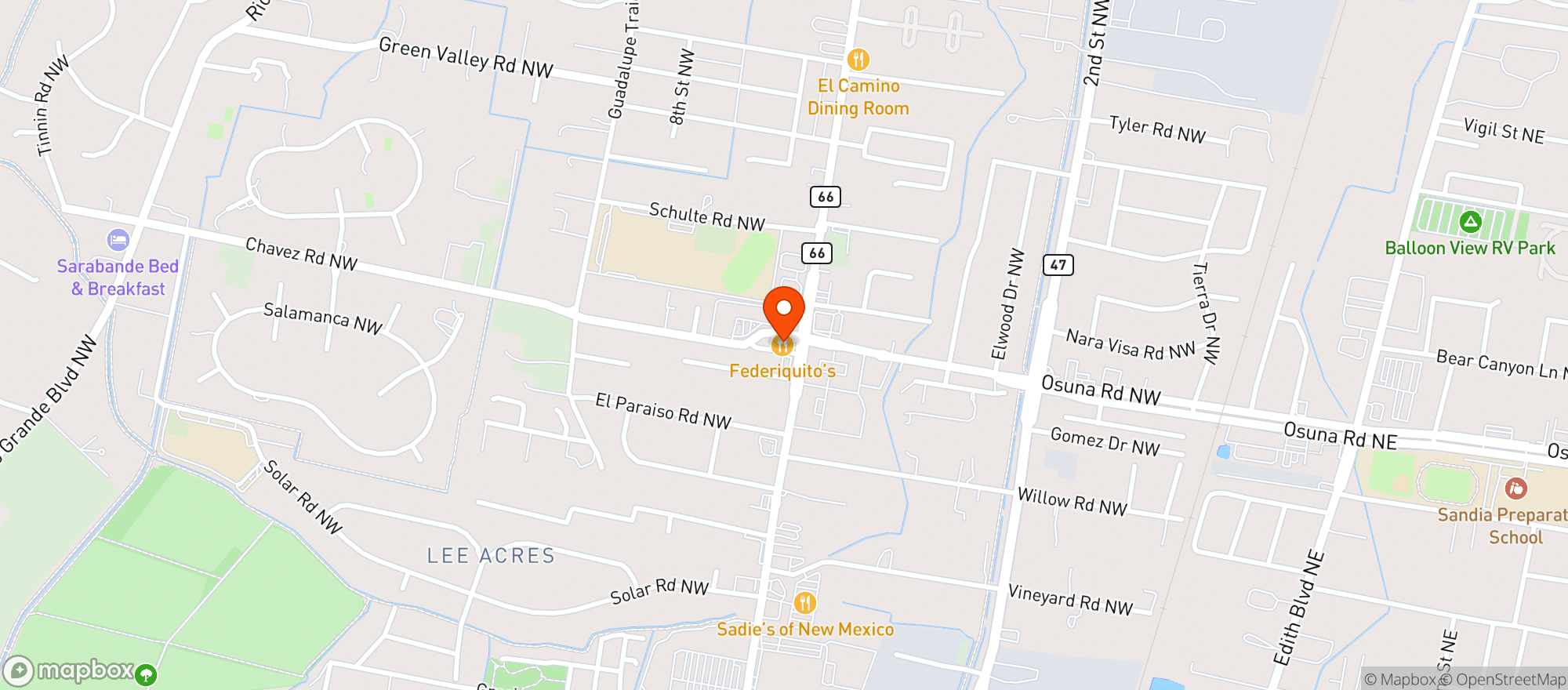 Map showing Daves Valley Grill